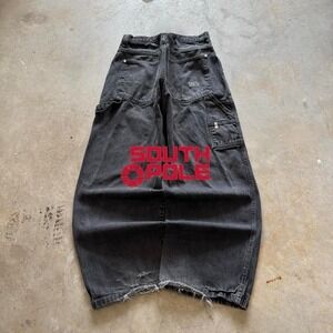 Baggy Southpole Black Carpenter Embroidered Y2K Vintage Denim Jeans 36x30